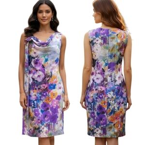 ESCADA Silk Watercolor Floral Print Sheath Dress - Size S